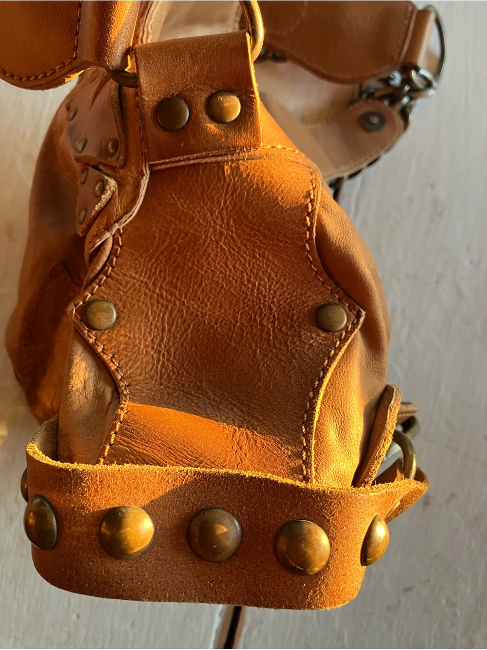 Diesel RARE Y2K Spare Parts brown studded chain shoulder bag vintage edgy - Picture 4 of 5